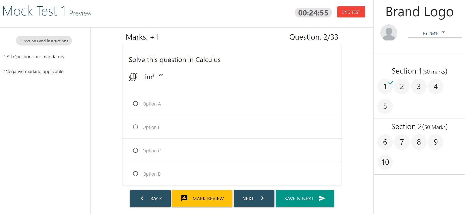 Mock test for batch wise or class test