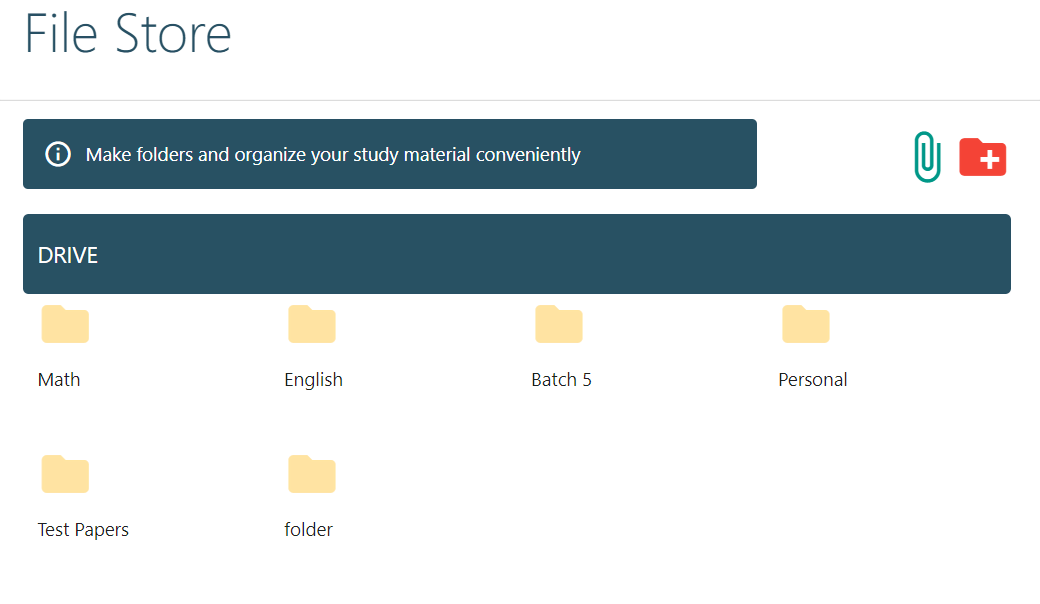 Study material storage and folders like computer